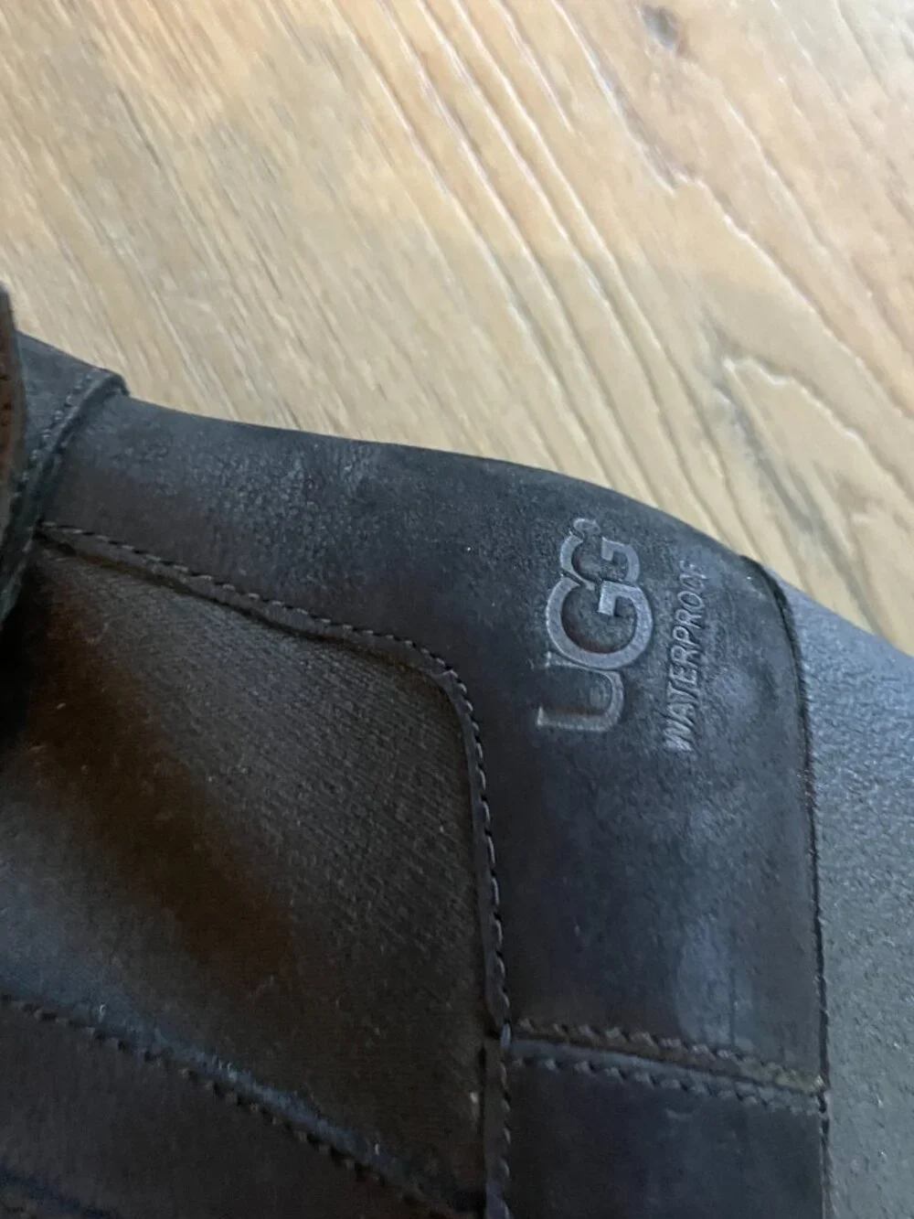Ugg Women's Black Leather Adjustable Ankle Booties Sherpa Inside Wedge 9